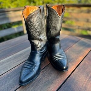 Dan Post Men's Boots Size 12 Classic Cowboy Western Black Pointed Toe Vintagege